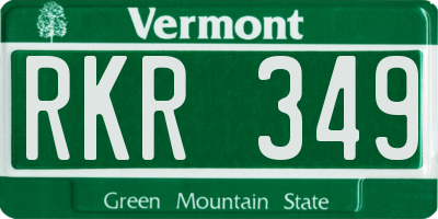 VT license plate RKR349