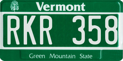 VT license plate RKR358