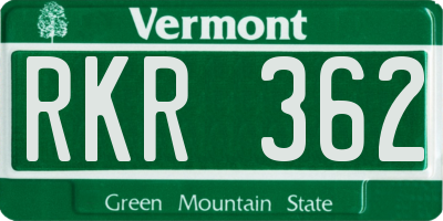 VT license plate RKR362