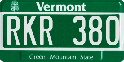 VT license plate RKR380