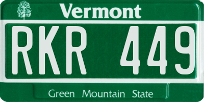 VT license plate RKR449