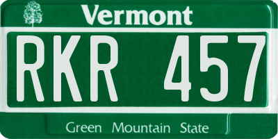 VT license plate RKR457