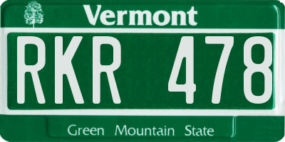 VT license plate RKR478