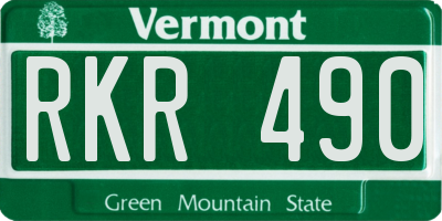 VT license plate RKR490