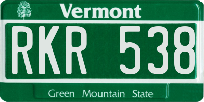 VT license plate RKR538