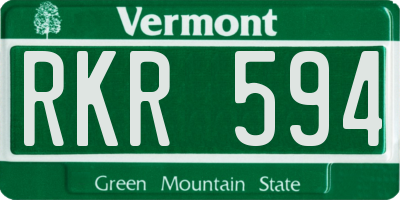 VT license plate RKR594