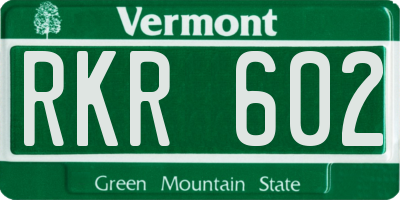 VT license plate RKR602