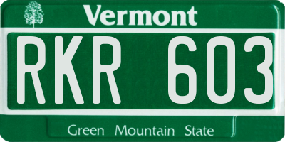 VT license plate RKR603