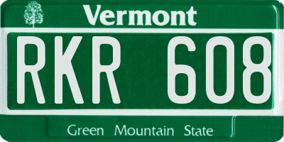 VT license plate RKR608