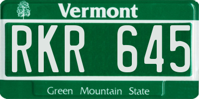 VT license plate RKR645