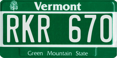 VT license plate RKR670