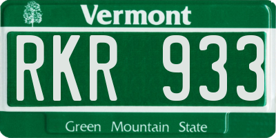 VT license plate RKR933