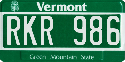 VT license plate RKR986
