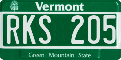 VT license plate RKS205