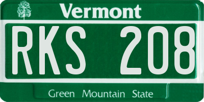 VT license plate RKS208