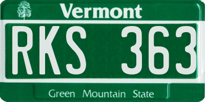 VT license plate RKS363