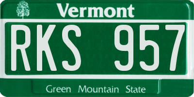 VT license plate RKS957