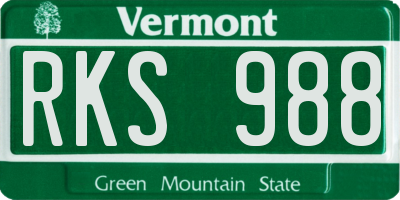 VT license plate RKS988