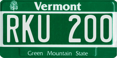 VT license plate RKU200