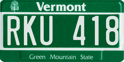 VT license plate RKU418