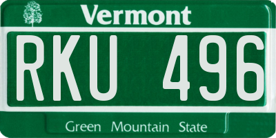 VT license plate RKU496