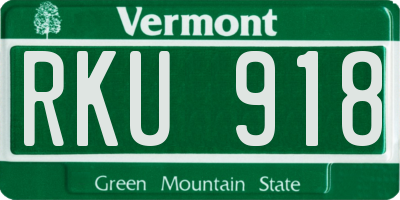 VT license plate RKU918
