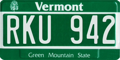VT license plate RKU942
