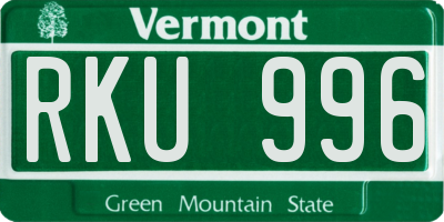VT license plate RKU996