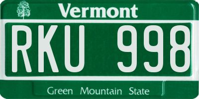 VT license plate RKU998