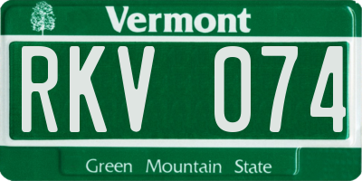 VT license plate RKV074