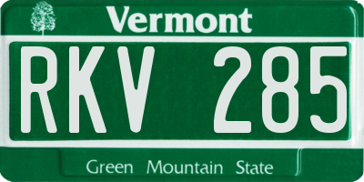 VT license plate RKV285