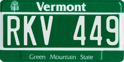 VT license plate RKV449
