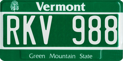 VT license plate RKV988