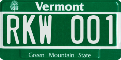 VT license plate RKW001