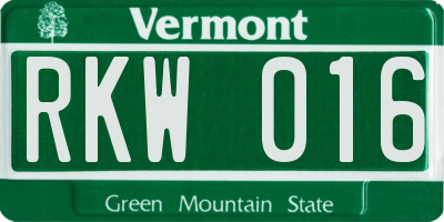 VT license plate RKW016