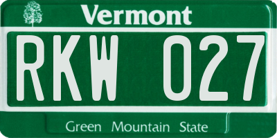 VT license plate RKW027