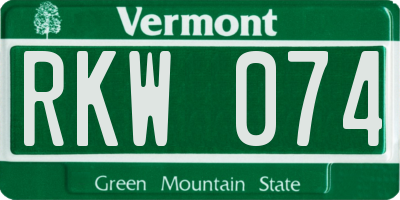 VT license plate RKW074