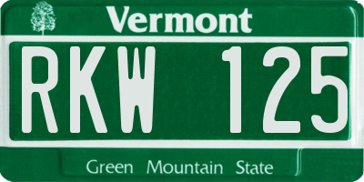 VT license plate RKW125