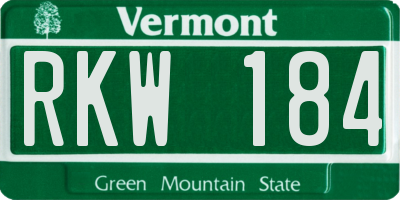 VT license plate RKW184