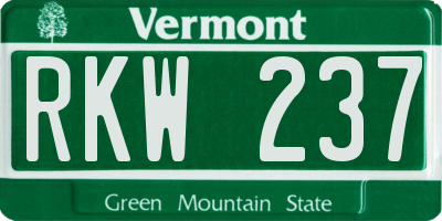 VT license plate RKW237