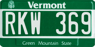 VT license plate RKW369