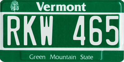 VT license plate RKW465