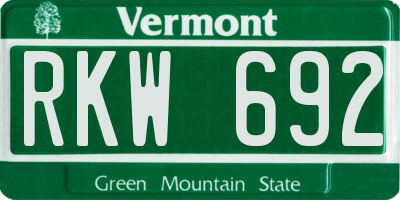 VT license plate RKW692
