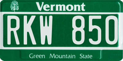 VT license plate RKW850