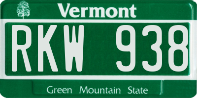 VT license plate RKW938