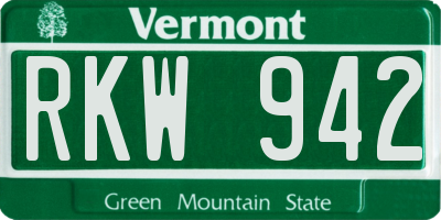VT license plate RKW942