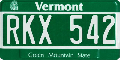 VT license plate RKX542