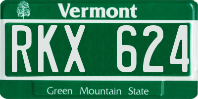 VT license plate RKX624