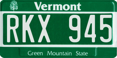 VT license plate RKX945
