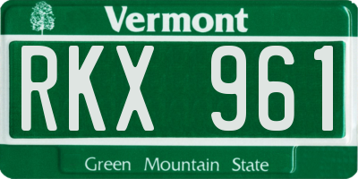 VT license plate RKX961